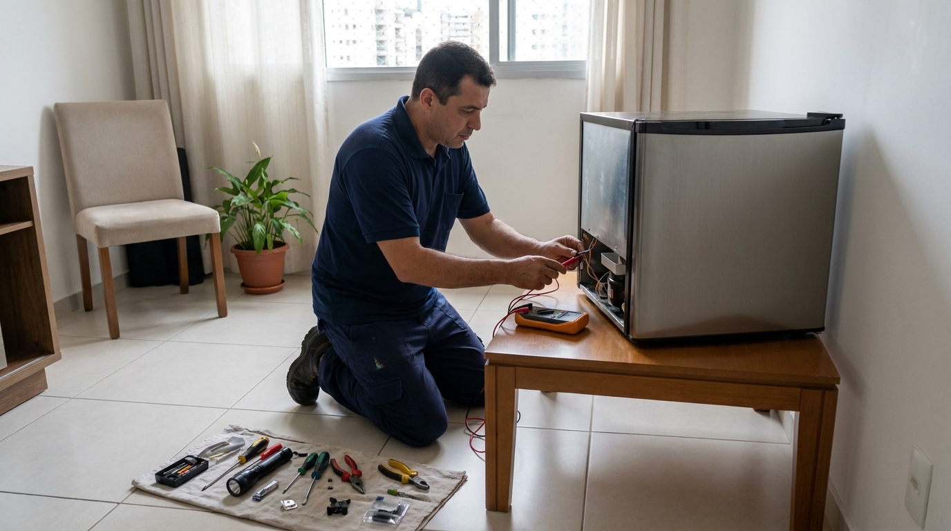 Técnico de conserto de frigobar em residência em Maceió‑AL